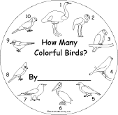 Birds: How Many Colorful Birds?printable Number Book