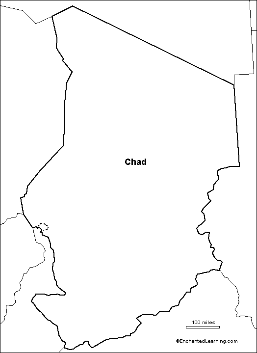 map of chad in africa. outline map Chad
