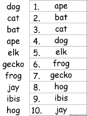 alphabetical order