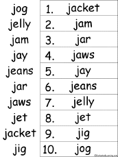 alphabetical order