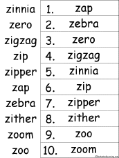alphabetical order