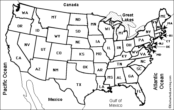 labeled usa map coloring pages printable - photo #7