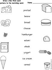 Match Food Words and Pictures at EnchantedLearning.com