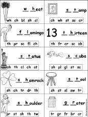 Missing Letters in Words Starting With Consonant Blends