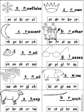 Missing Letters in Words Starting With Consonant Blends