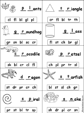 Missing Letters in Words Starting With Consonant Blends
