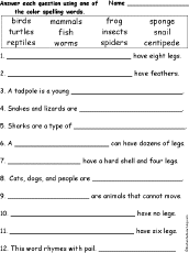 Word worksheets Spelling EnchantedLearning.com Questions: Animals: animal migration