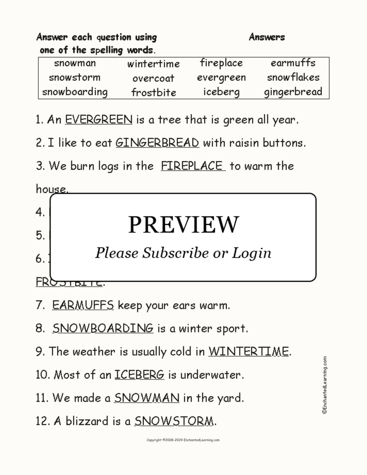 Compound Winter Words interactive worksheet page 2