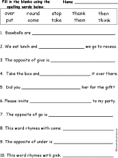 Spelling activities 3rd grade homework