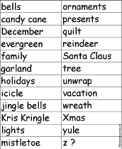 Holidays: Find a Theme Word for Each Letter: EnchantedLearning.com