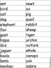 Find a word for each letter