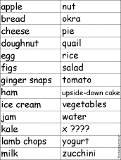 Food Word for Each Letter