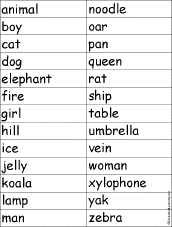 Find a word for each letter