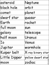 Find a word for each letter