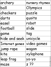 Find a word for each letter