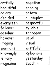 What are some word generators that list results by syllables?