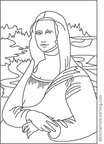 Free Coloring on Leonardo Da Vinci  Mona Lisa Coloring Page   Enchantedlearning Com