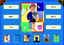 A picture of the Boy-Unscrambling game screen from BUSY LITTLE BRAINS.