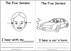 printables  A Printable senses EnchantedLearning.com Book The five free Senses, worksheets   Five