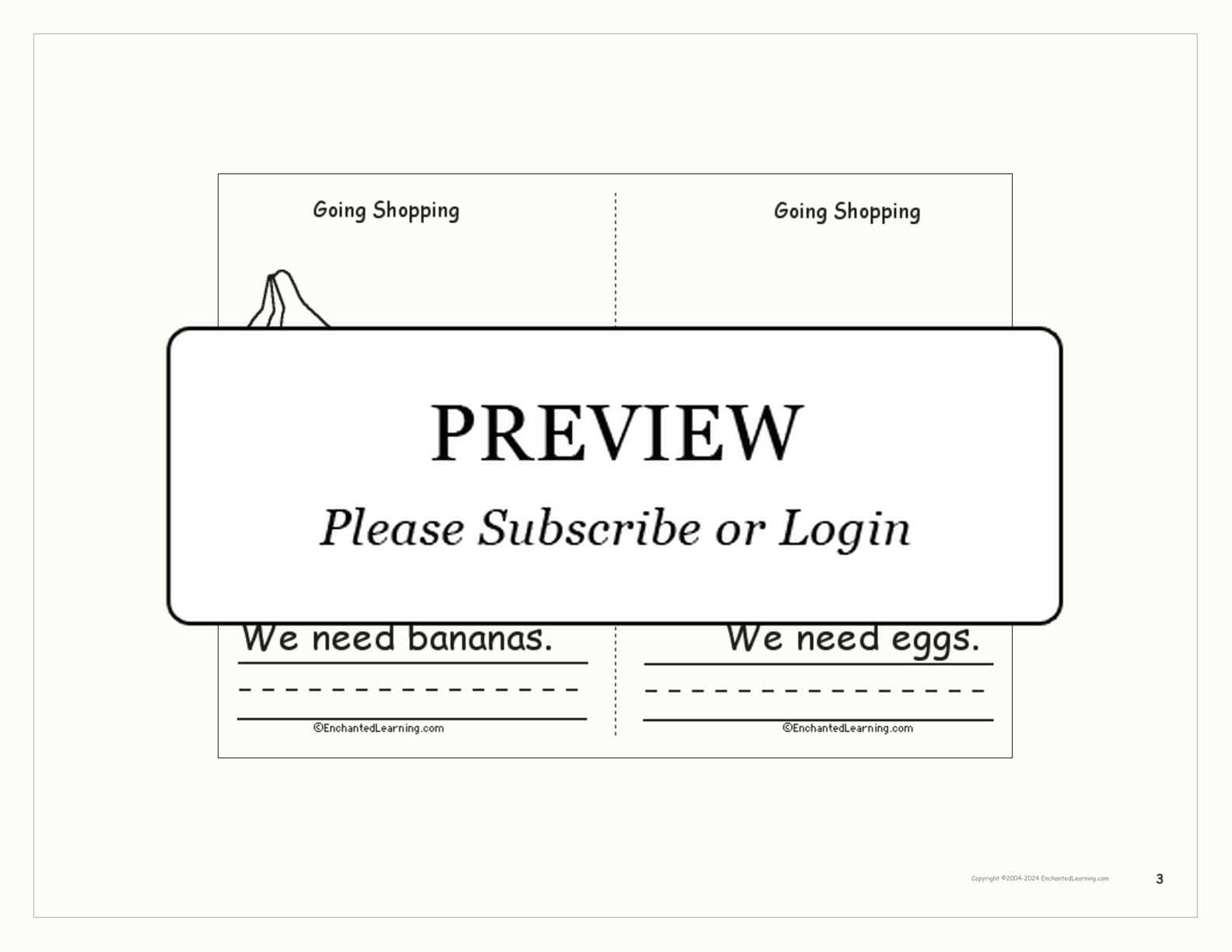 Going Shopping Book interactive printout page 3