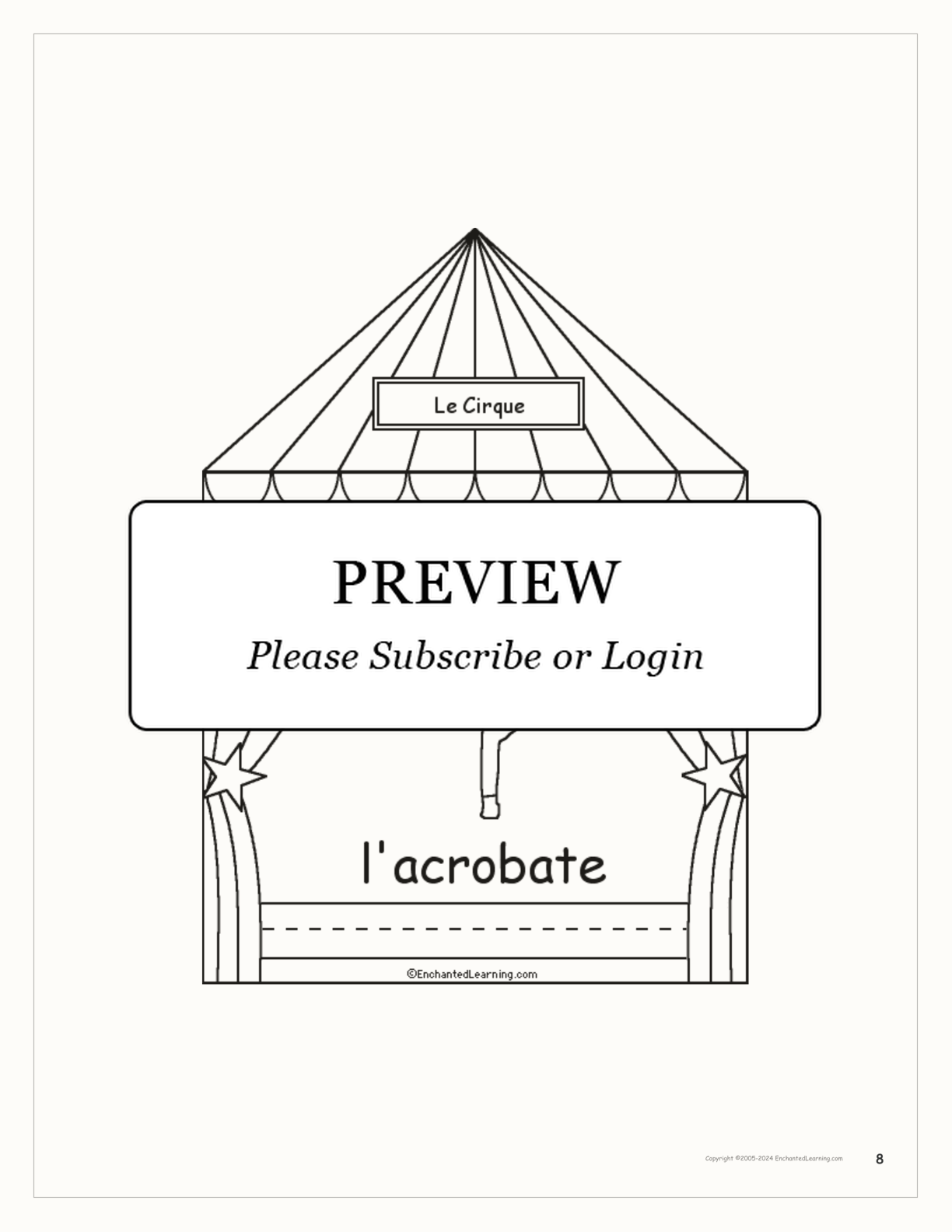 Le Cirque: Circus Words in French - Printable Book interactive worksheet page 8