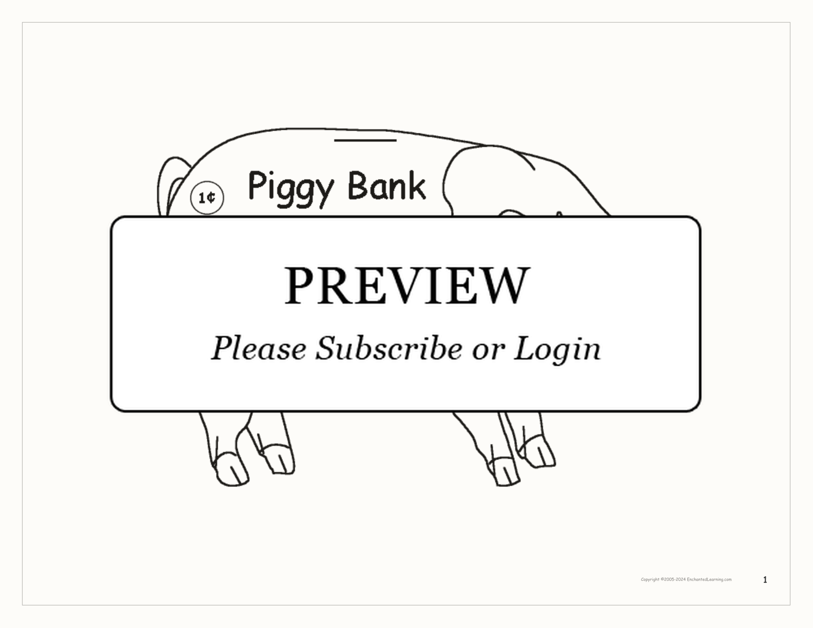 Piggy Bank Coins - Printable Book interactive worksheet page 1