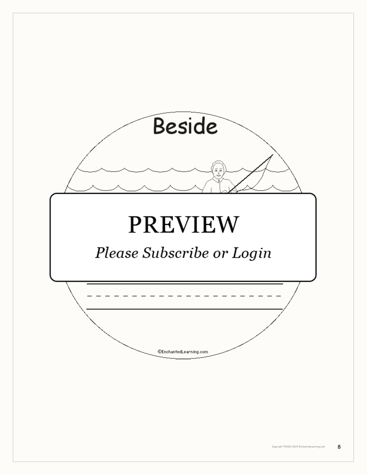 Prepositions: The Fish and the Boat — Printable Book interactive printout page 8