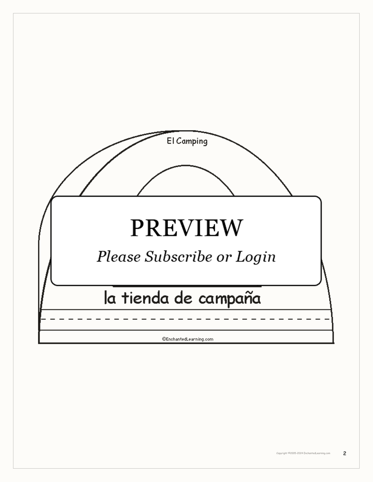 El Camping - Spanish Printable Book interactive worksheet page 2