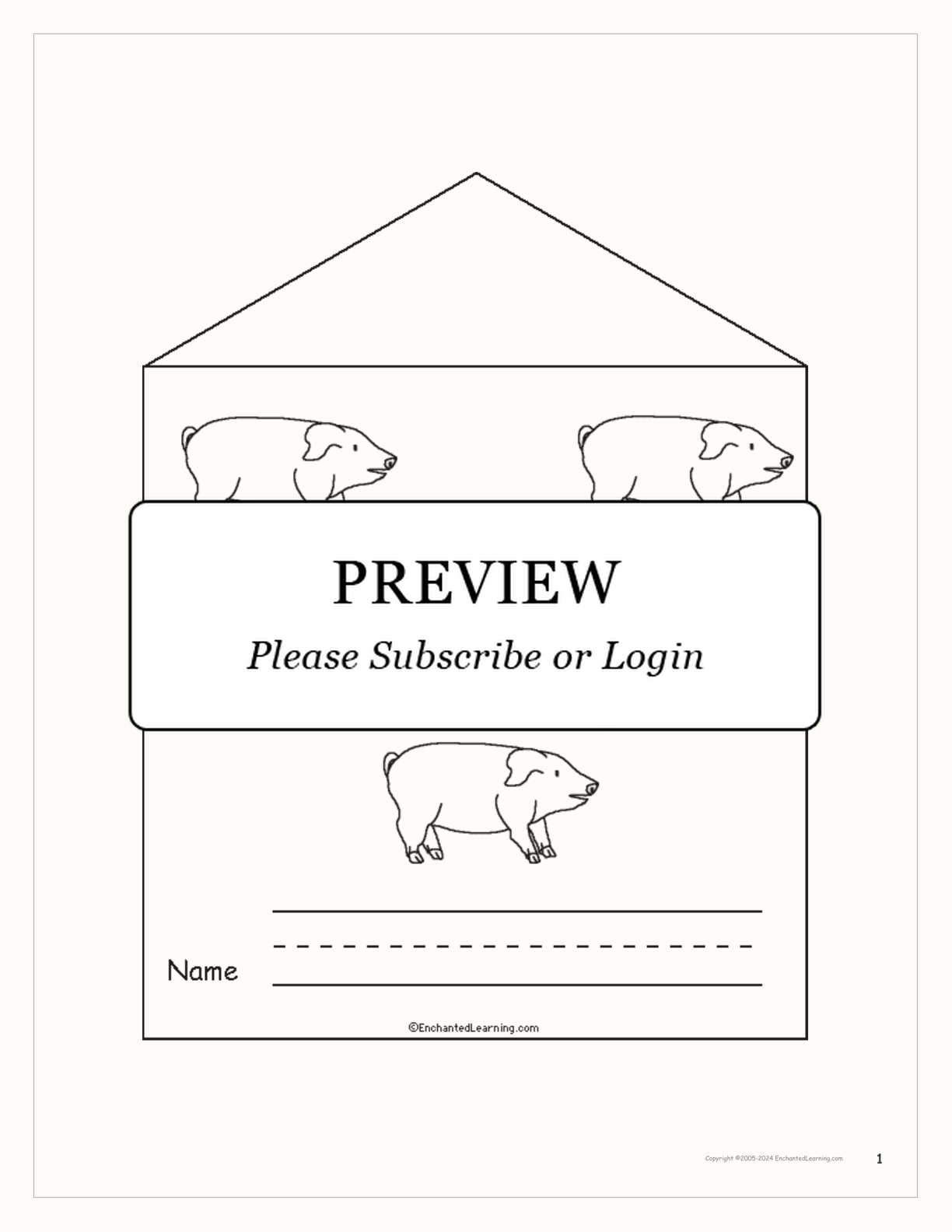 Three Little Pigs - Printable Book interactive printout page 1