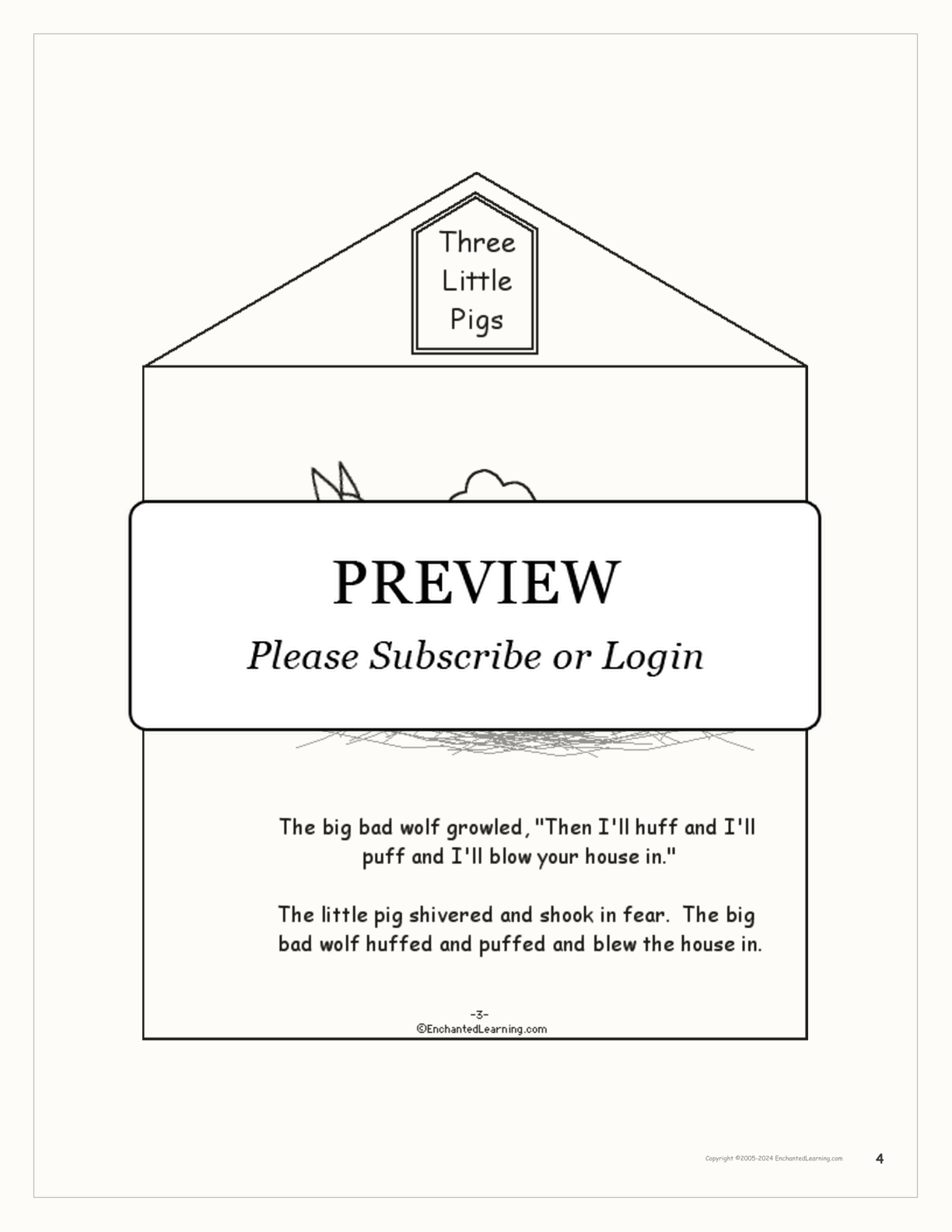 Three Little Pigs - Printable Book interactive printout page 4