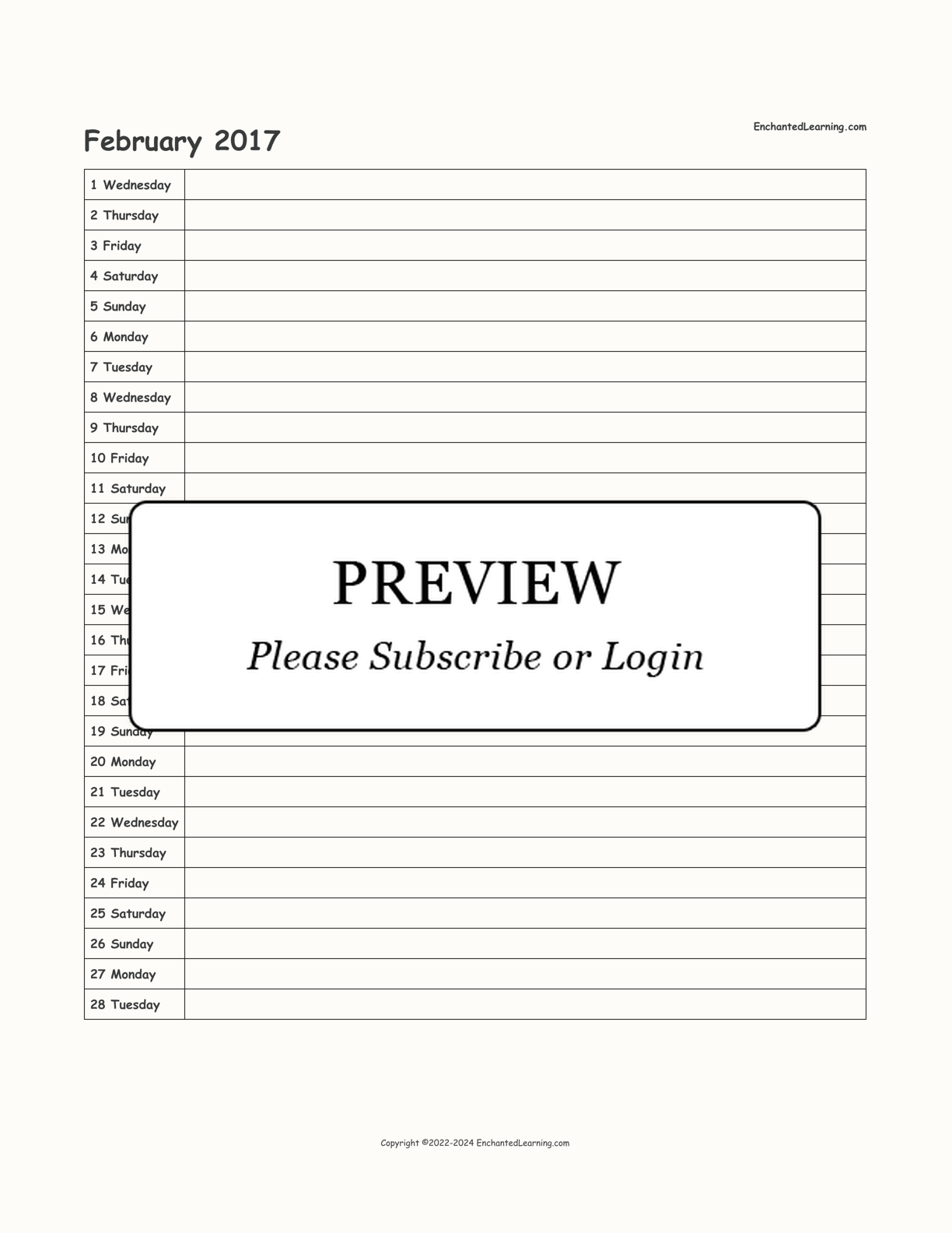 2016-2017 School-Year Scheduling Calendar interactive printout page 8