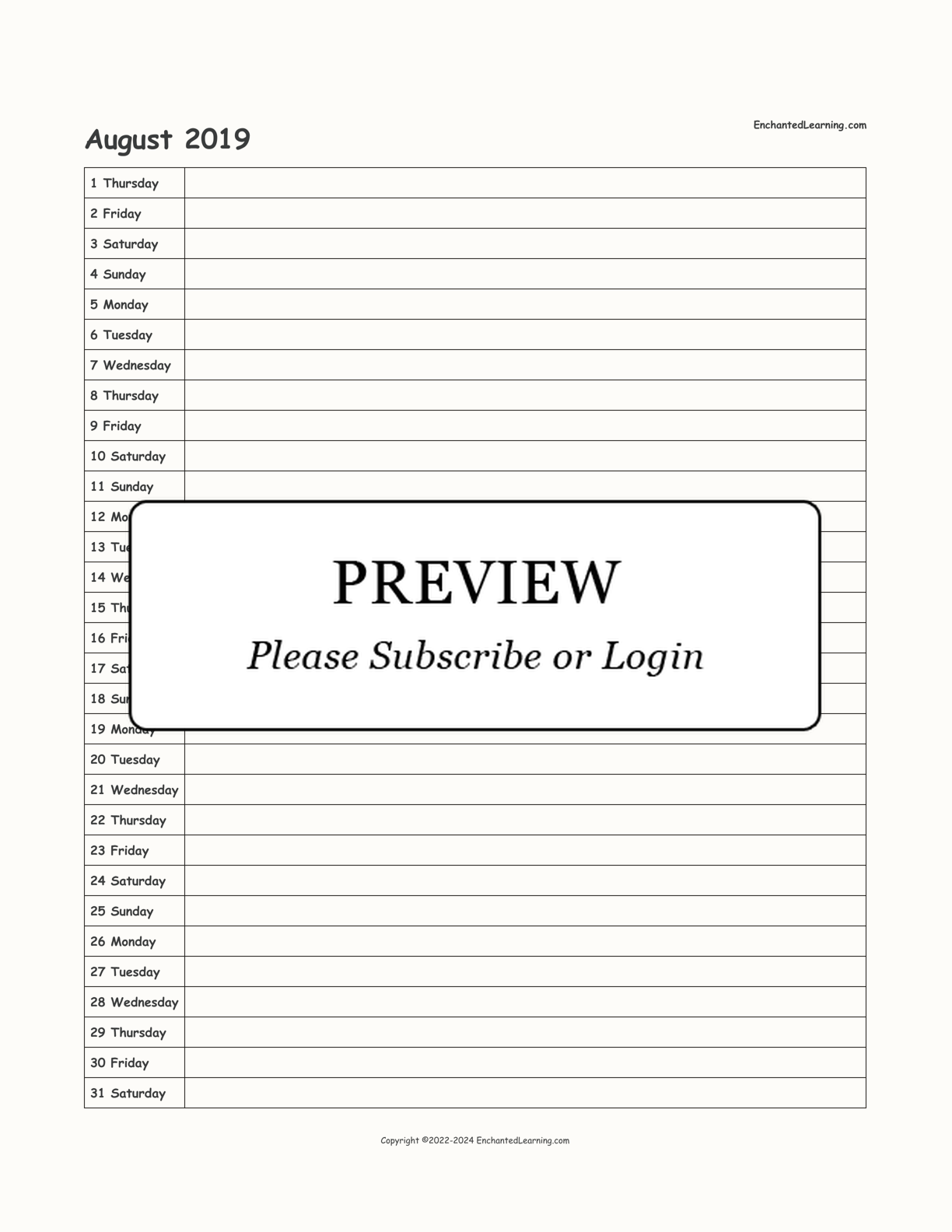 2019-2020 School-Year Scheduling Calendar interactive printout page 2