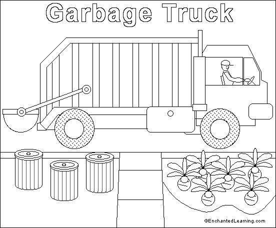 garbage truck online coloring page enchantedlearning com