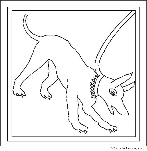 Dog Mosaic from Pompeii Coloring Page