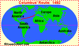 Christopher Columbus Voyage Map To America