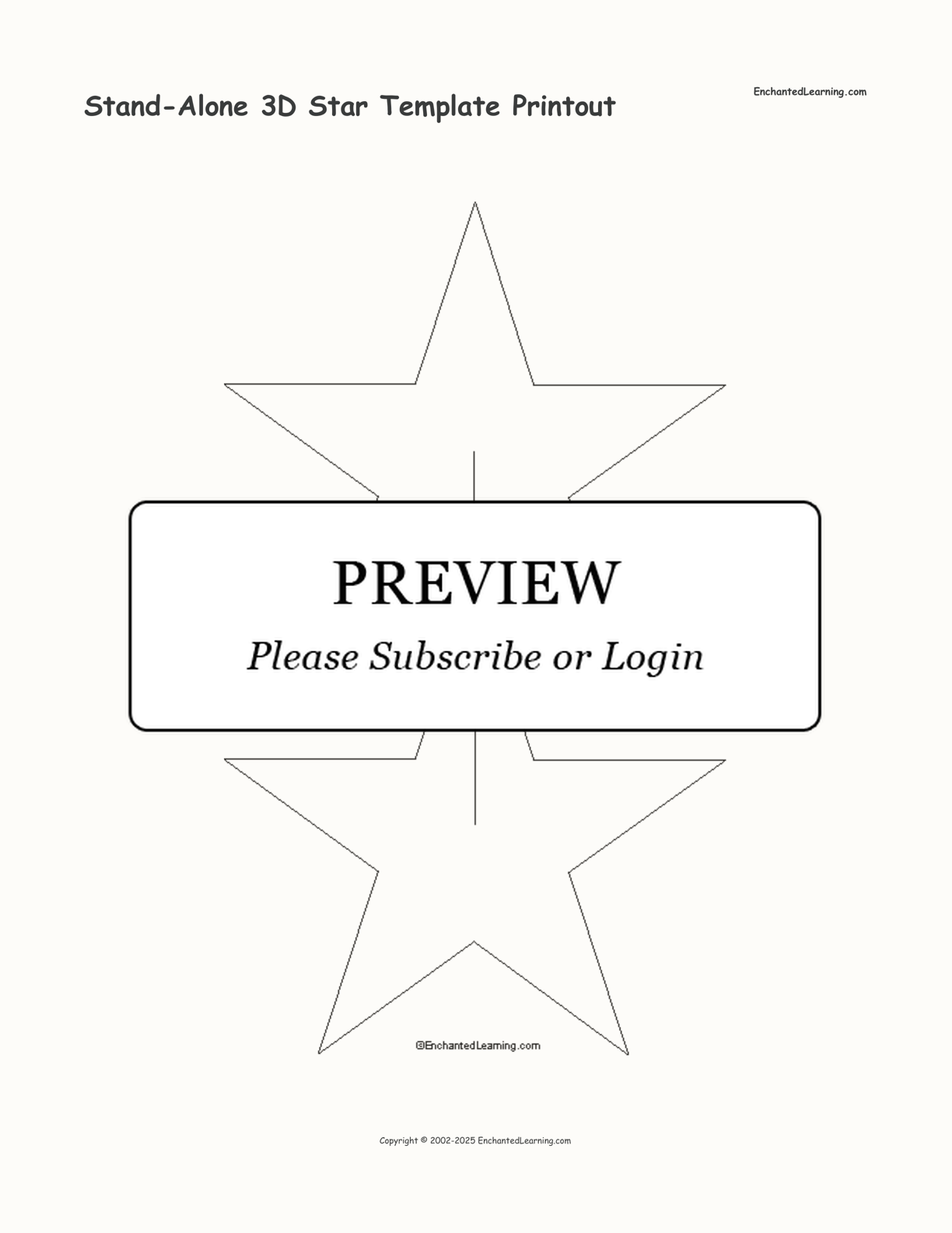 Stand-Alone 3D Star Template Printout interactive printout page 1