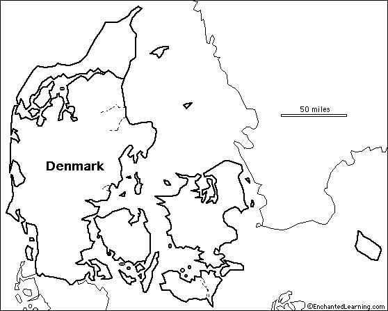 Qatar political map stock photo : Map of Denmark, with borders of 