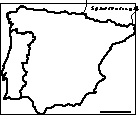 An outline map of Spain and Portugal to print