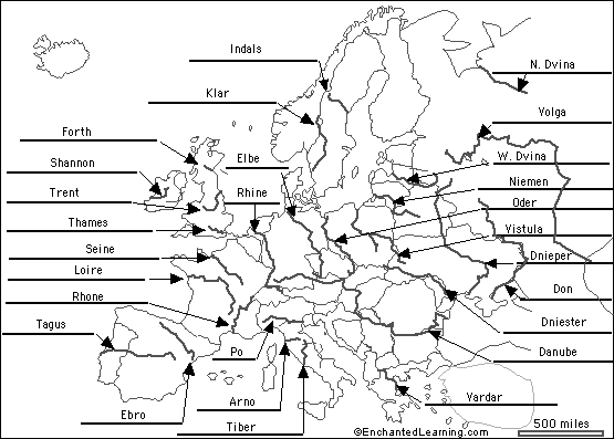 karta europe rijeke Karta europe s rijekama (Škola   osnovna, srednja, faks) @ Bug  karta europe rijeke