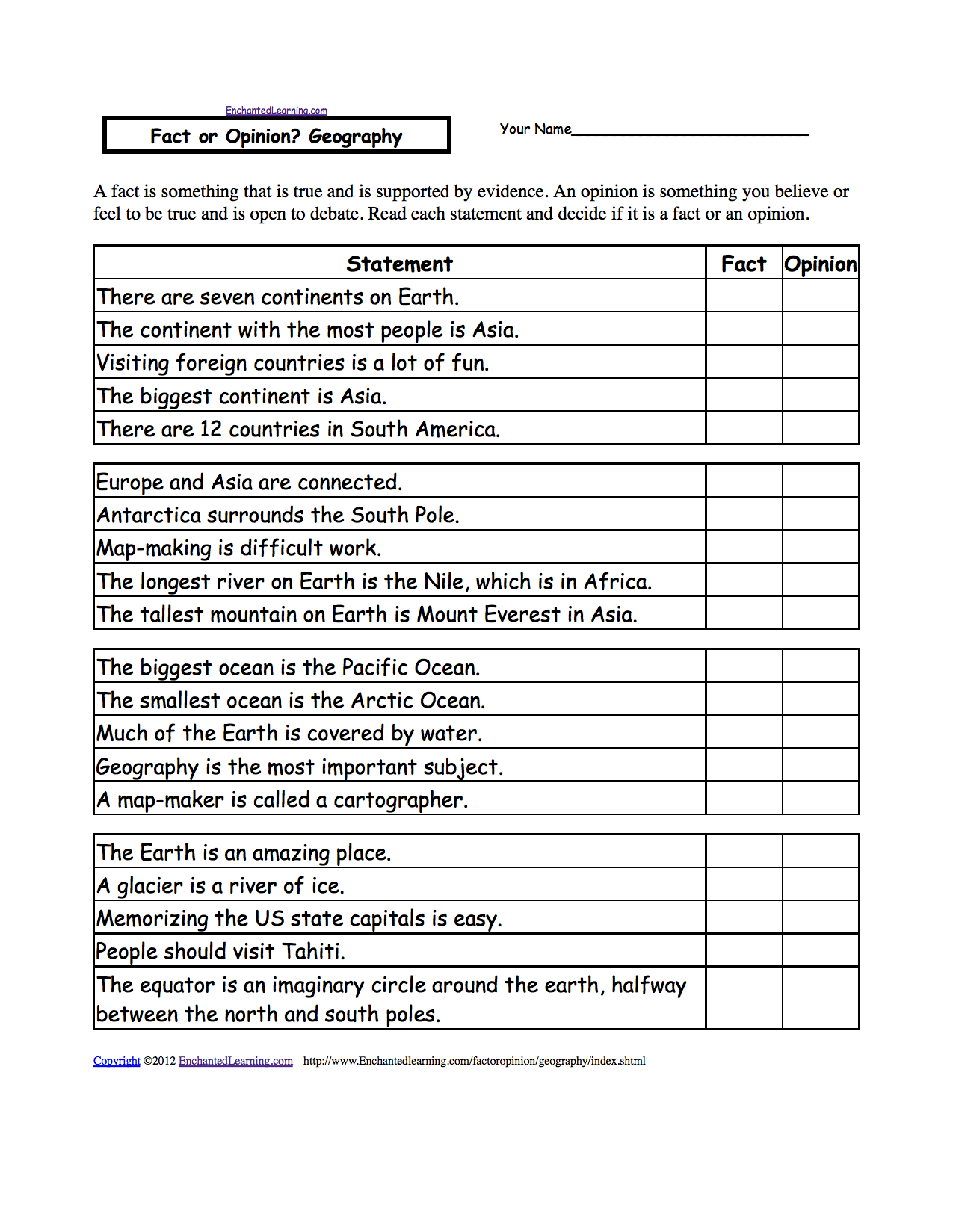 (K for EnchantedLearning.com worksheets  year 3) 1 geography at free Geography