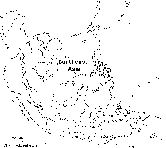 blank map of asia. outline map Southeast Asia
