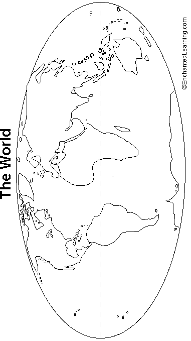 outline world map with continents. Continents Outline Map Printout - EnchantedLearning.com