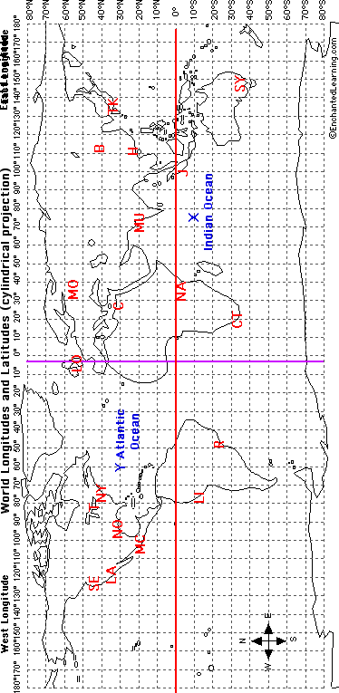 map lat. long. answers