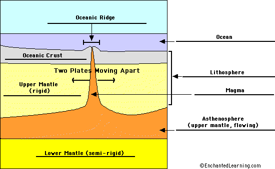 ocean floor spreading. Seafloor spreading to label