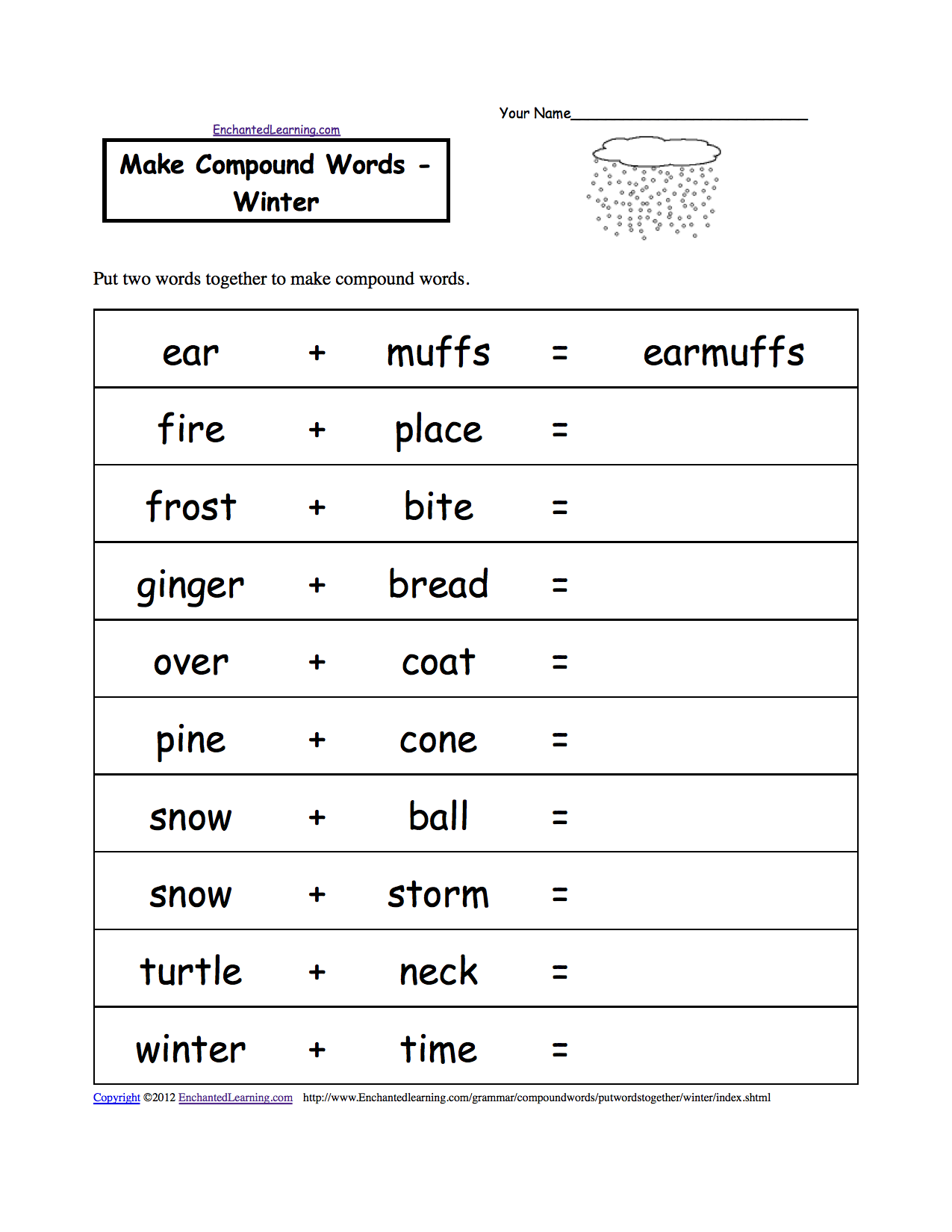 weather K alphabetical at Worksheets: Theme worksheet 3 Spelling EnchantedLearning.com Page order  Winter