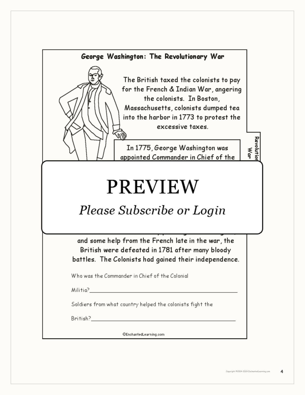 George Washington Tab Book interactive printout page 4