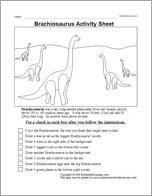 Brachiosaurus Follow the Instructions Worksheet