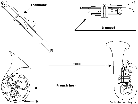 Label brass instruments in English - answers