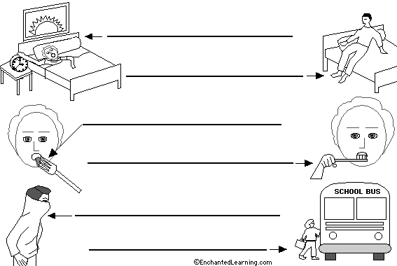 Label the morning activities in English