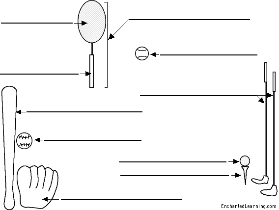 sports equipment to label